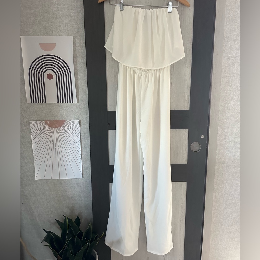Vici White Strapless Pants Romper